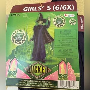Wicked Elphaba Deluxe Child Costume Size 6/6X includes Dress Cape Hat NWT